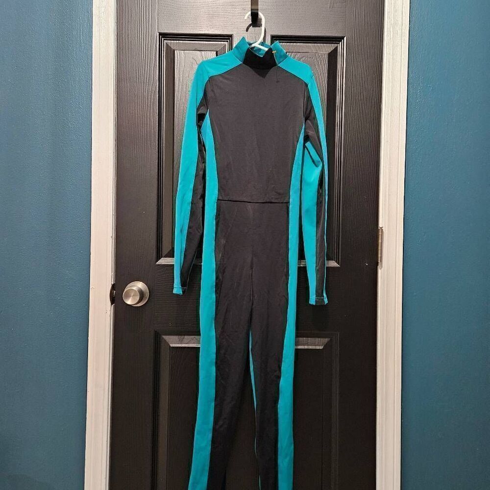 Weissman NWOT adult extra small green black unitard body suit dance costume jazz